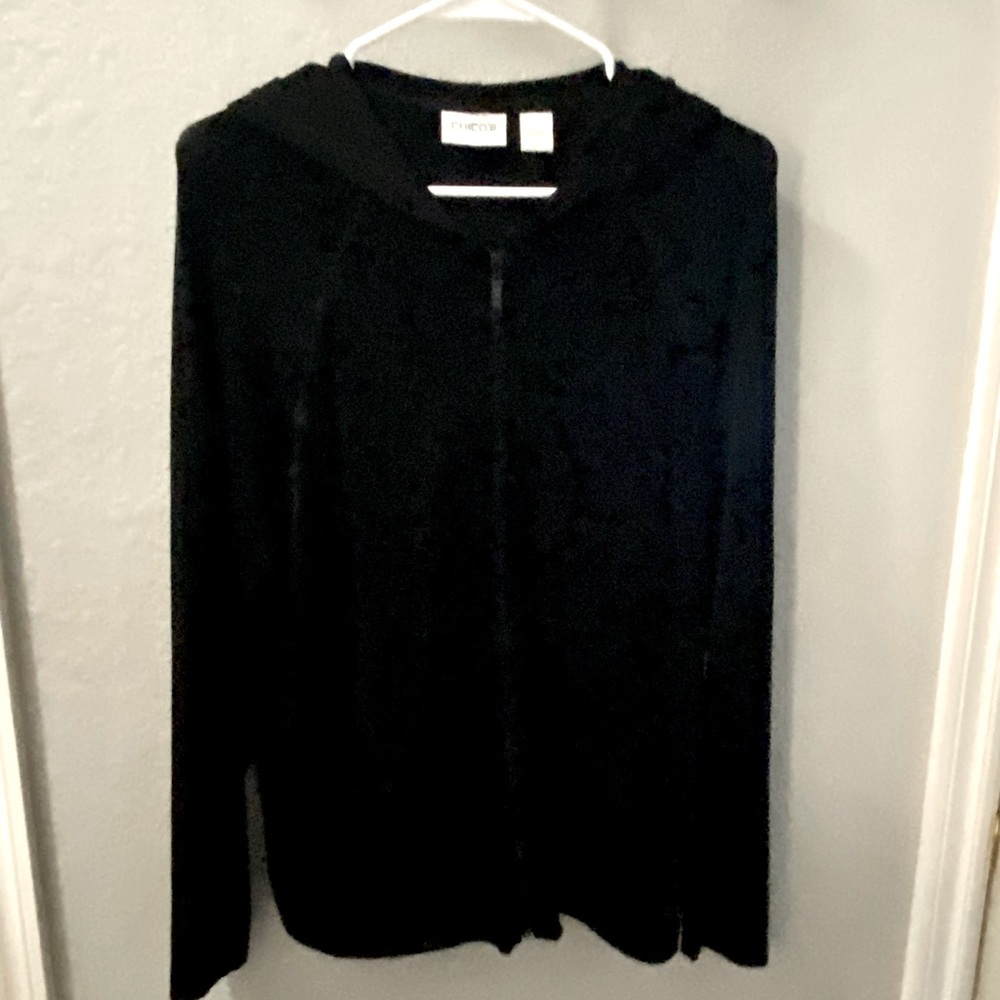 CHICO'S TRAVELERS ZIP FRONT HOODIE JACKET